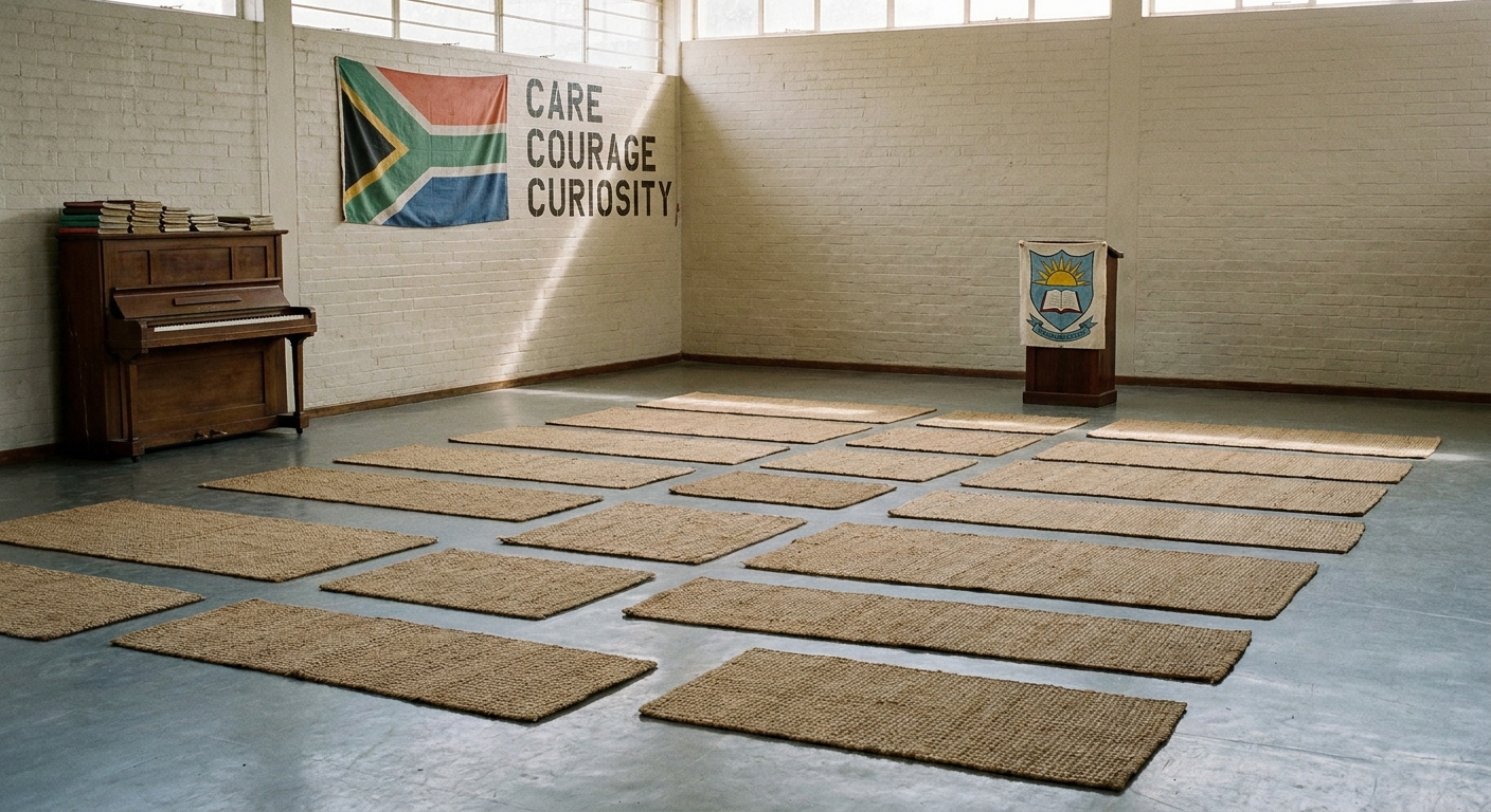 Multi-purpose hall set up with mats for assembly