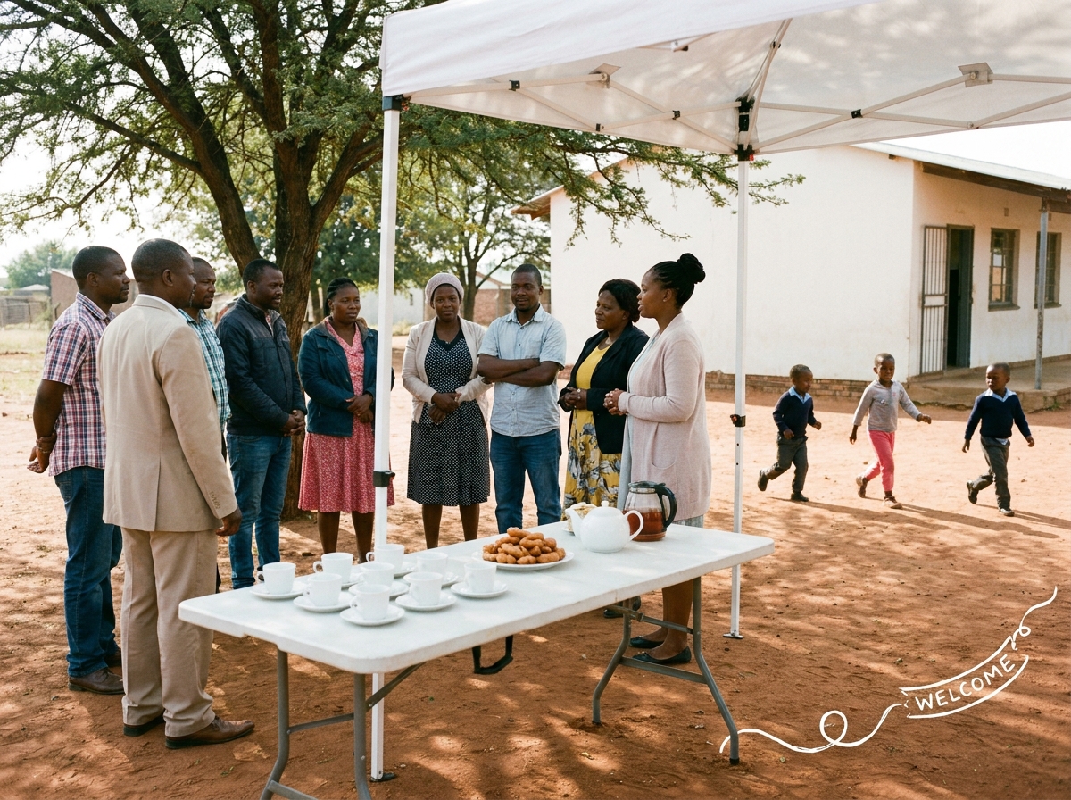 Parents in the courtyard at the school's open day