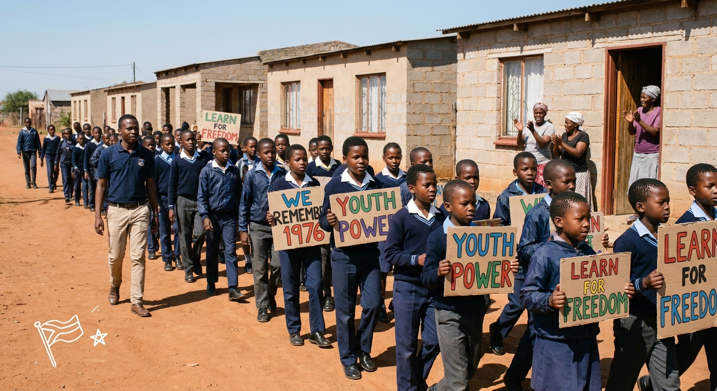 Children marching in the Madikwe Youth Day parade