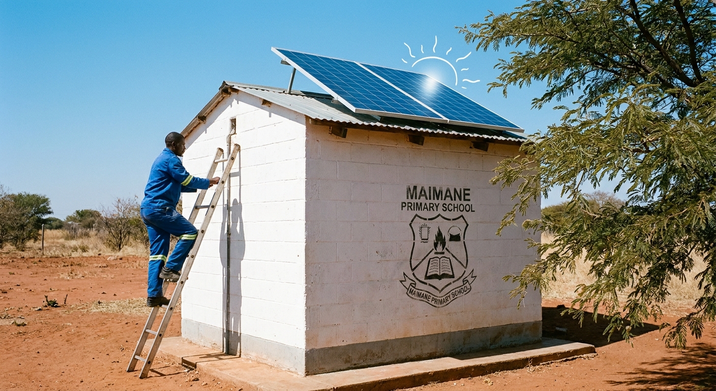 Solar panel newly installed on the borehole pump