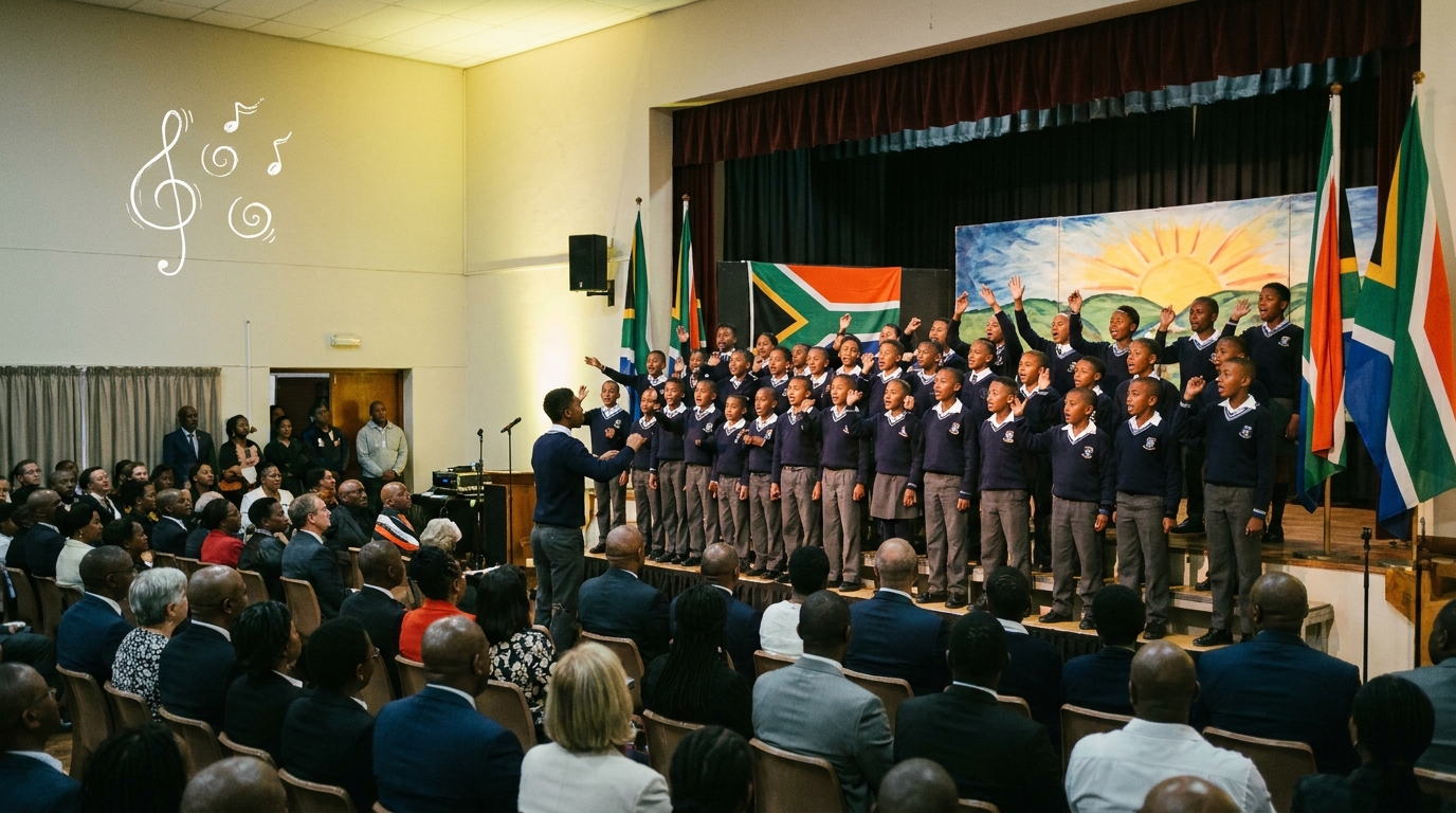 School choir on stage at the mayoral inauguration