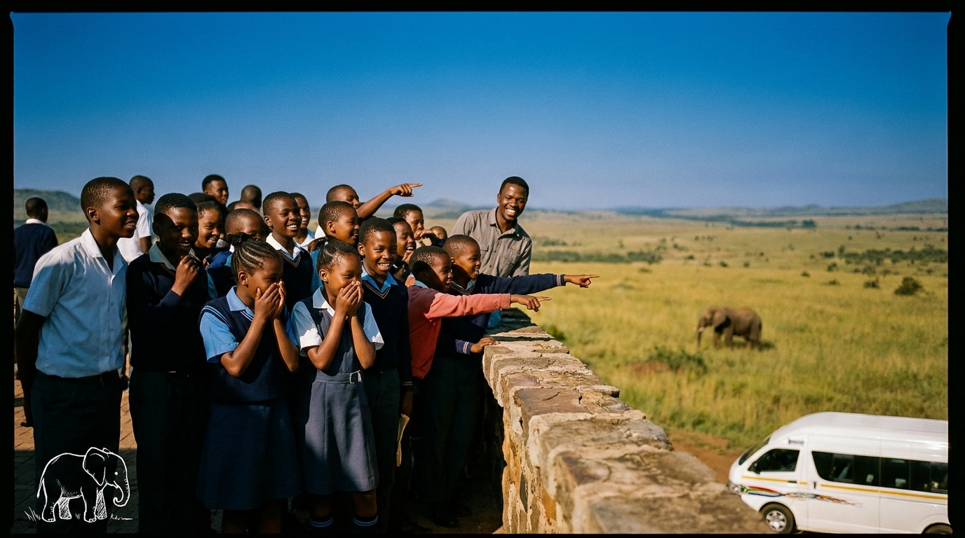 Grade 6 learners by the Pilanesberg viewpoint