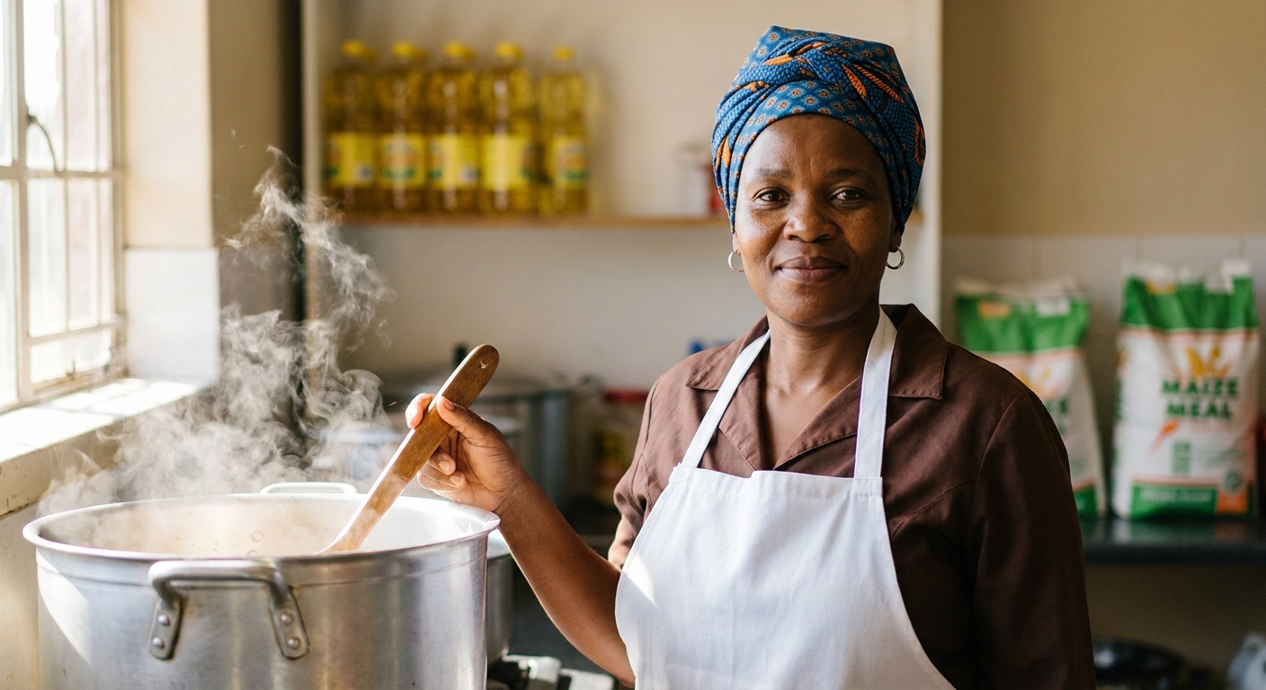 Portrait of Mma Lerato Maboe in the NSNP kitchen